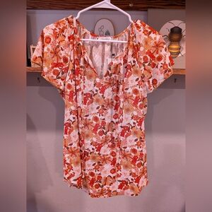 Floral V-Neck Women Top